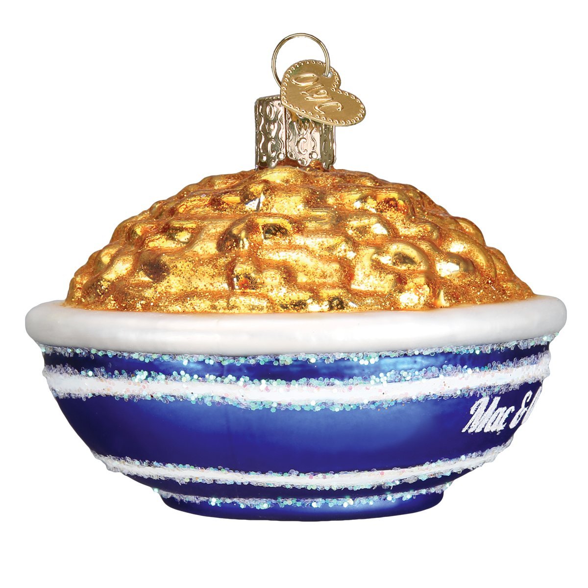 Old World Christmas Various Foods Glass Blown Ornaments for Christmas Tree, Bowl of Mac & Cheese, 3x3
