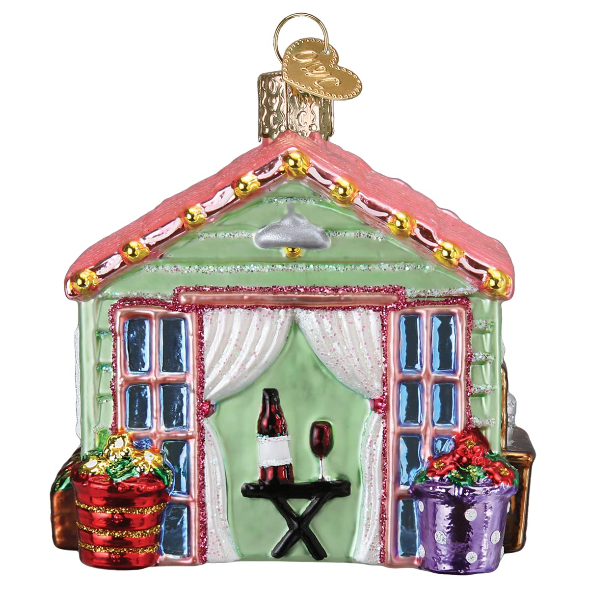 Old World Christmas She Shed Glass Blown Ornament for Christmas Tree, Handcrafted Holiday Decoration, Garden Collection