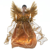Kurt Adler Lighted Christmas Tree Treetop, 10-Lights, African American Angel, Gold, 13in