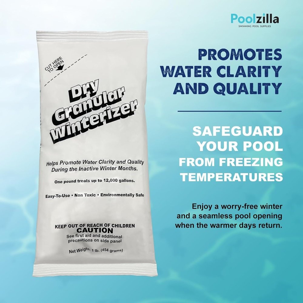 Poolzilla 12,000 Gallon Winterizing Kit, Includes 1 LB Granular Winterizer, 1 LB Sequestering for Metal Control, 1 LB Non Chlorine Shock