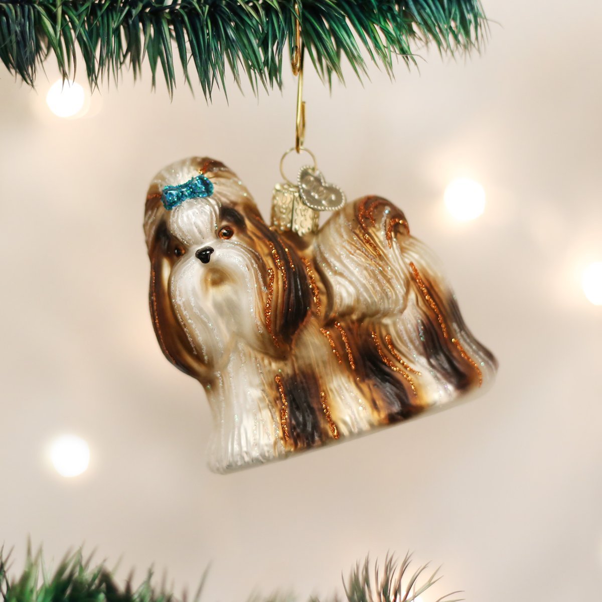 Old World Christmas 12172 Ornaments: Dog Collection Glass Blown Ornaments for Christmas Tree, Shih Tzu, Brown, 3