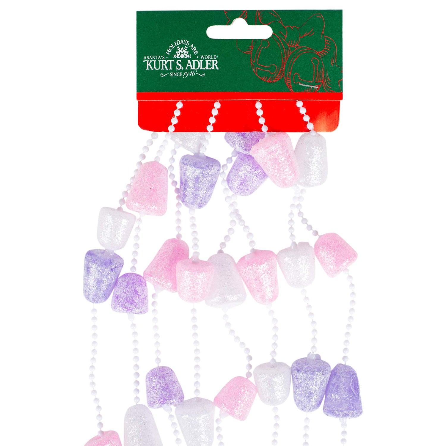 Kurt S. Adler Pink Purple and White Glittered Gum Drop Garland 9 Feet Long H2051 New