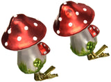 Kurt Adler 2-Piece Glass Clip-On Mushroom Ornament Set, 4-Inch,Christmas