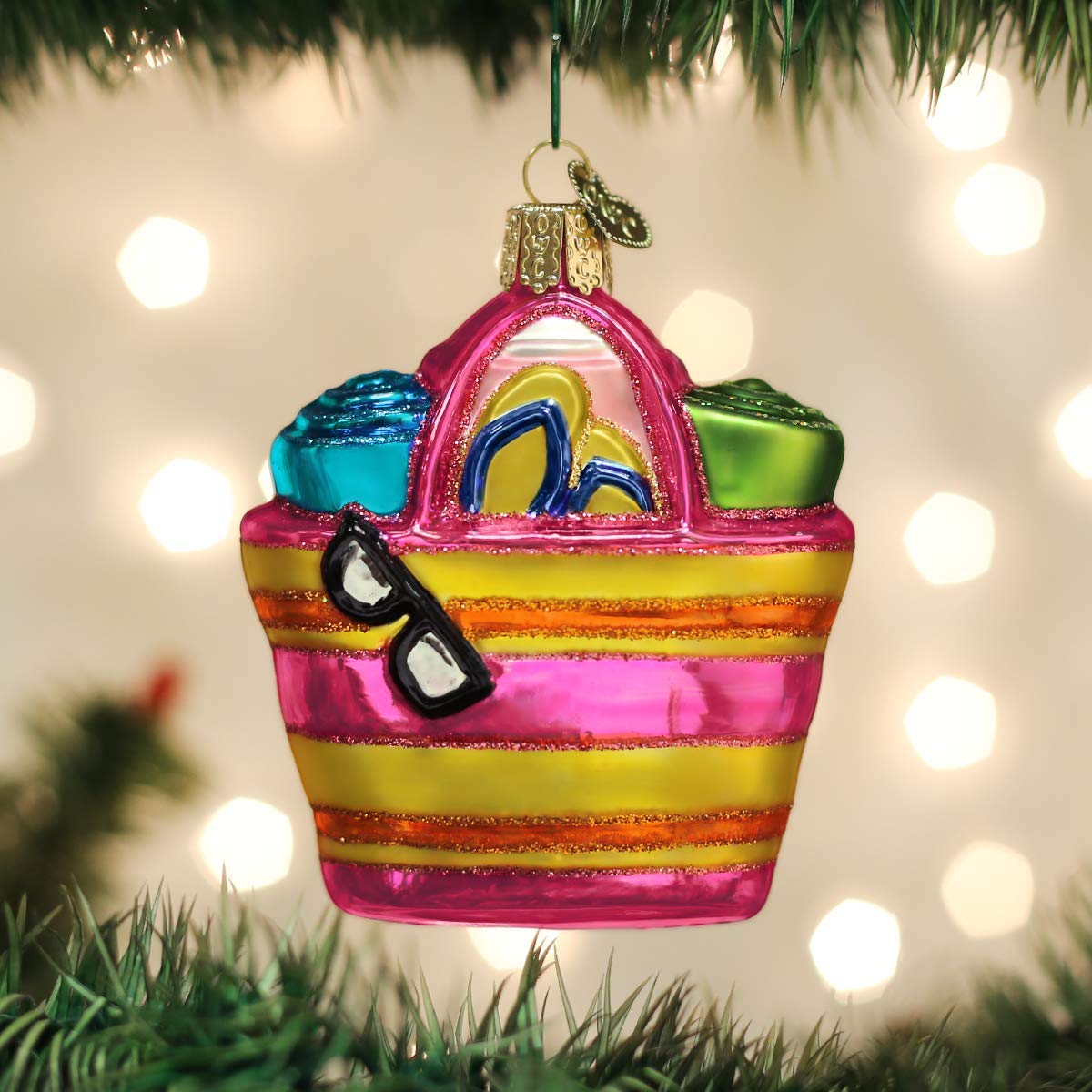 Old World Christmas Beach Bag Glass Blown Ornaments for Christmas Tree