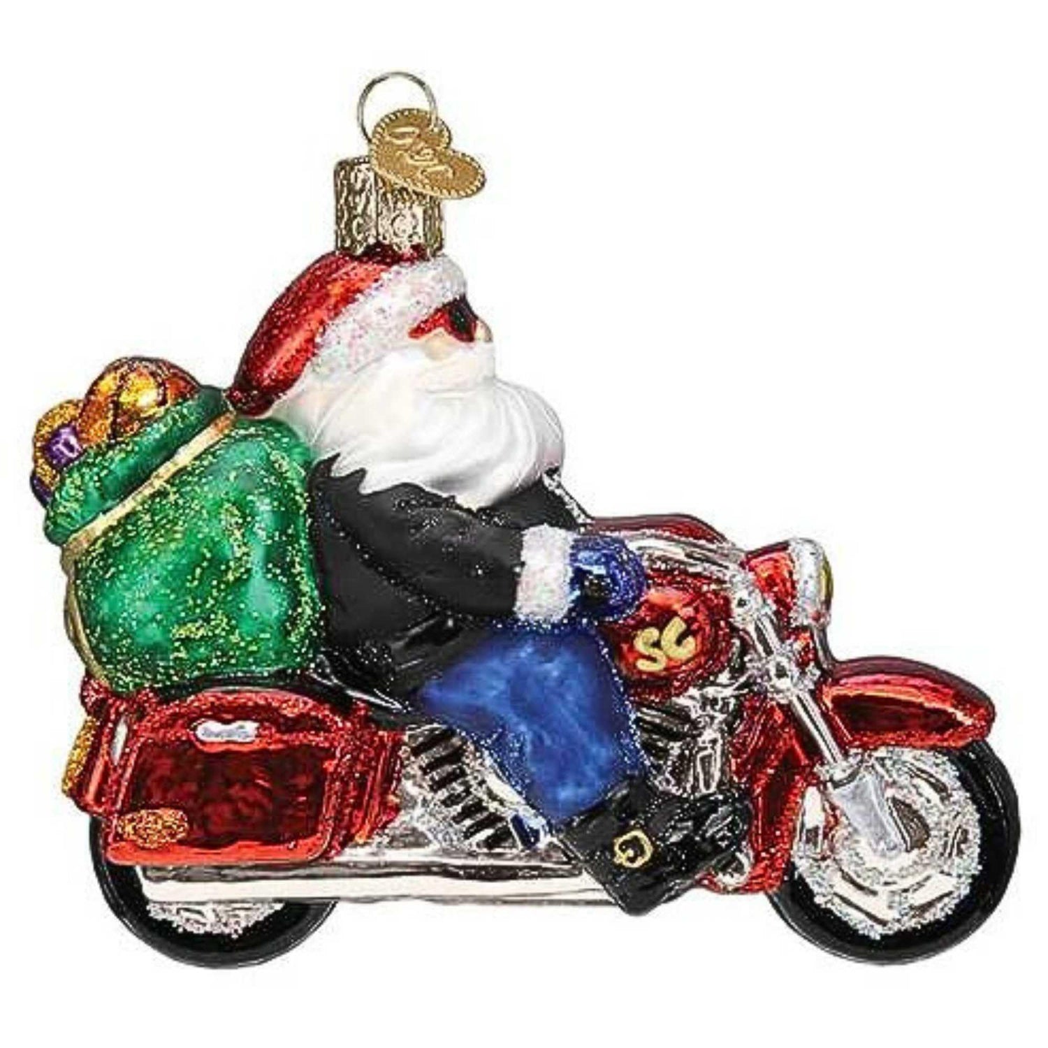 Old World Christmas Ornaments Biker Santa Glass Blown Ornaments for Christmas Tree