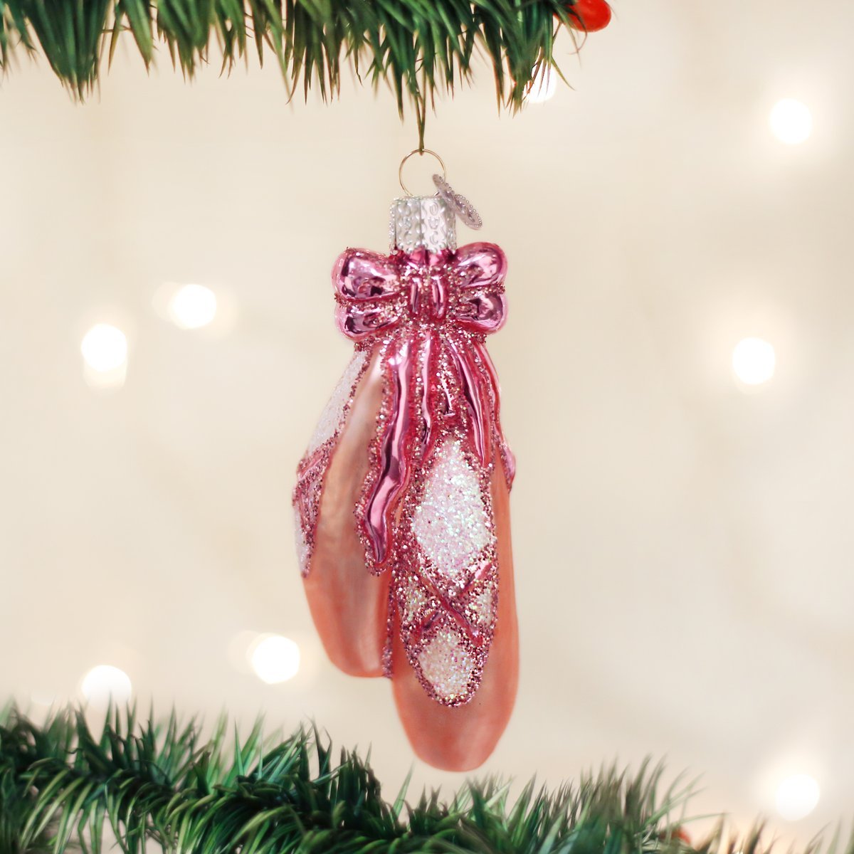 Old World Christmas Ballet Toe Dancing Shoes Glass Blown Ornament for Christmas Tree, Handcrafted Holiday Decoration, Sport Collection