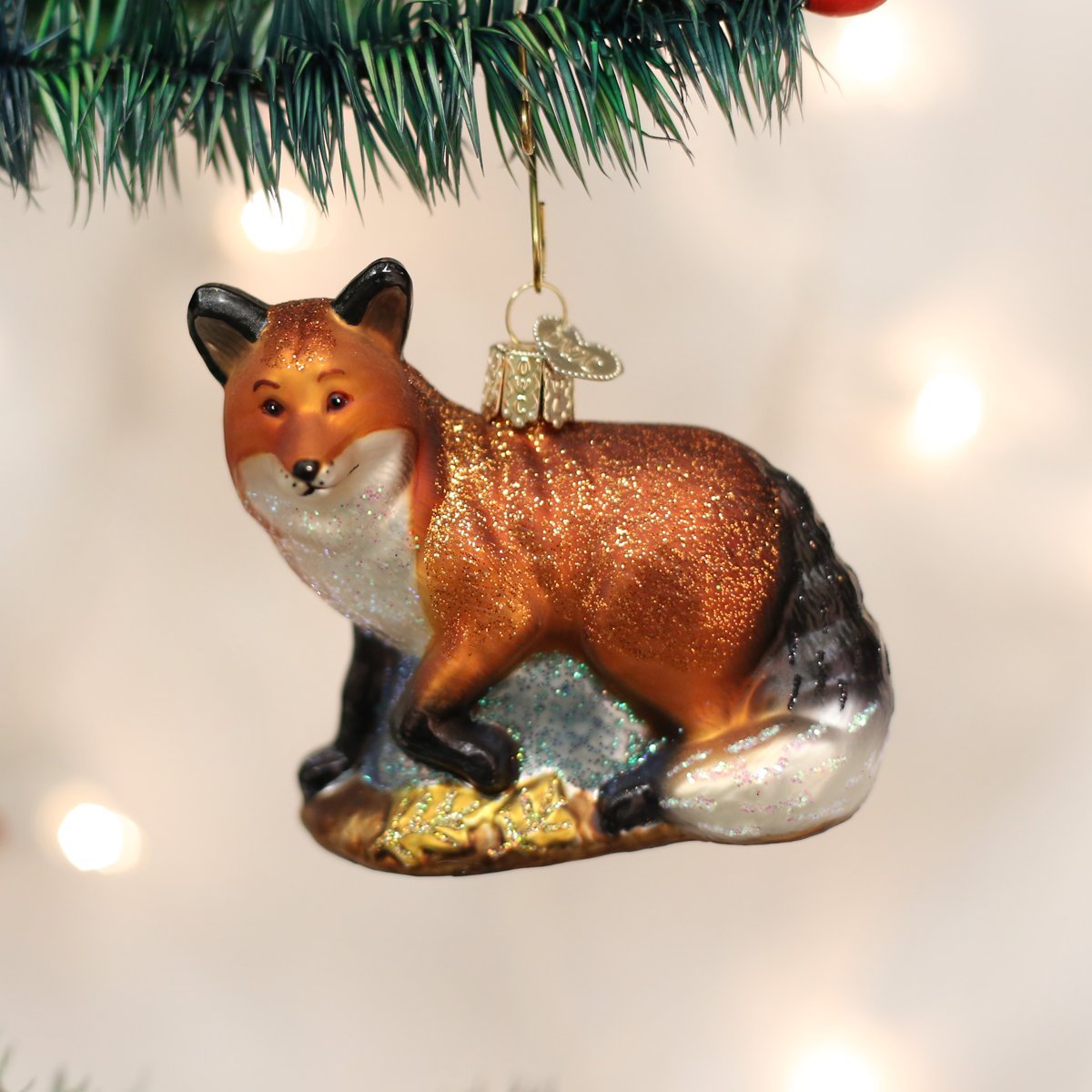 Old World Christmas Red Fox Glass Blown Ornament for Christmas Tree, Handcrafted Holiday Decoration, Wildlife Animal Collection