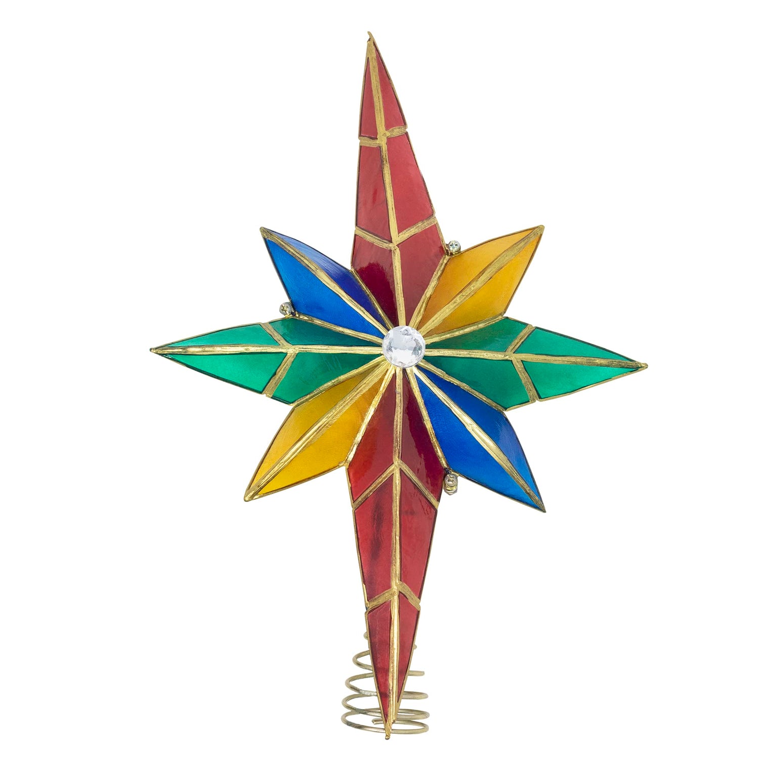 Kurt Adler 10-Light Multicolored Capiz Bethlehem Star Treetop with Gem Center
