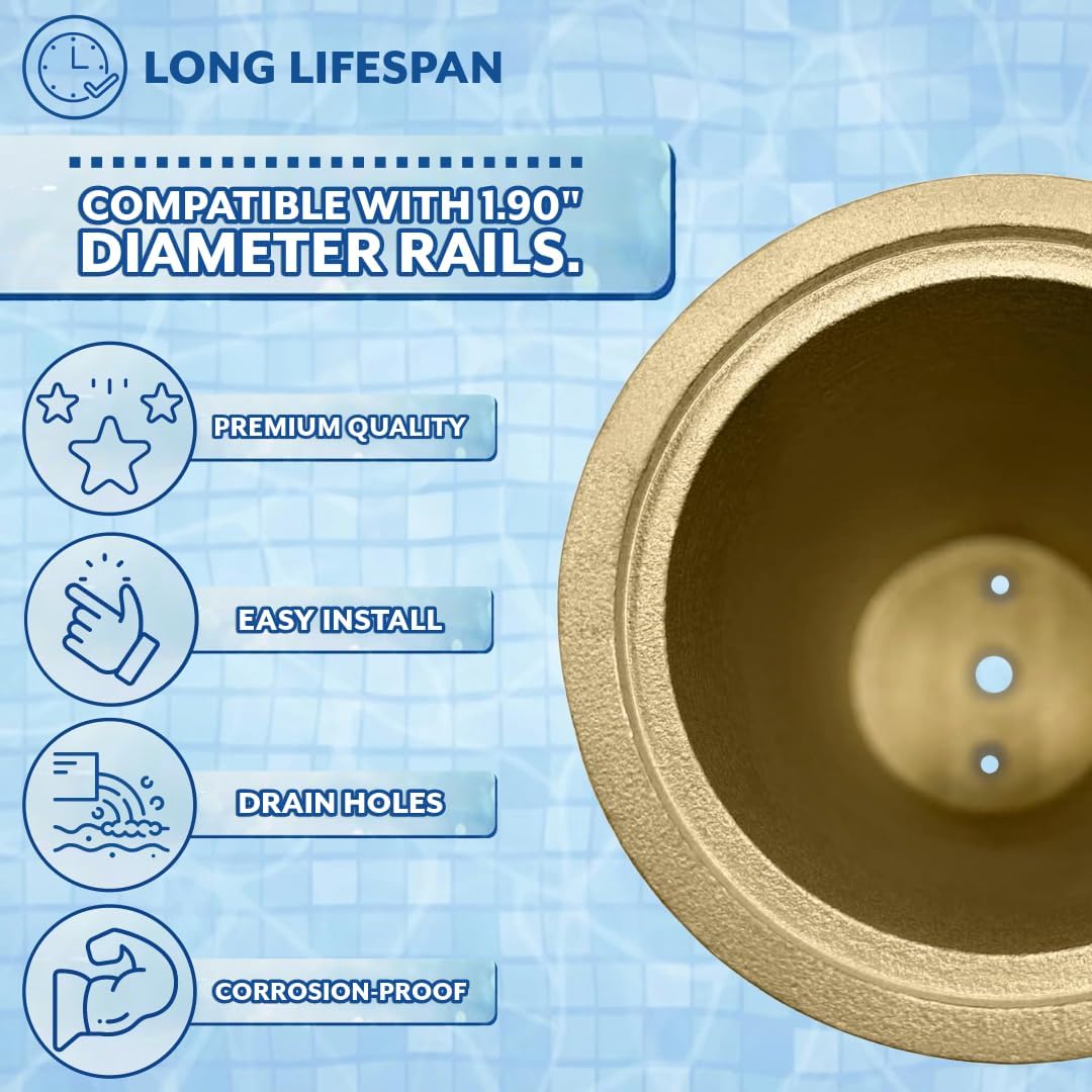 Poolzilla 6" Anchor for Pool Basketball Hoop, Volleyball Net - 1.90" (OD) Cap/Lid and Bonding Screw