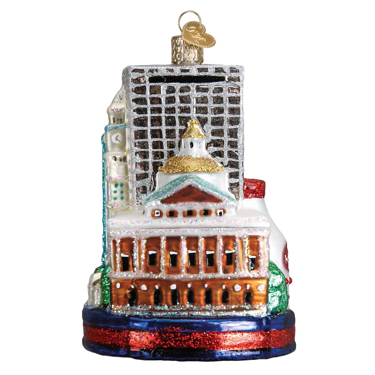 Old World Christmas Glass Blown Ornament Boston City (20094)