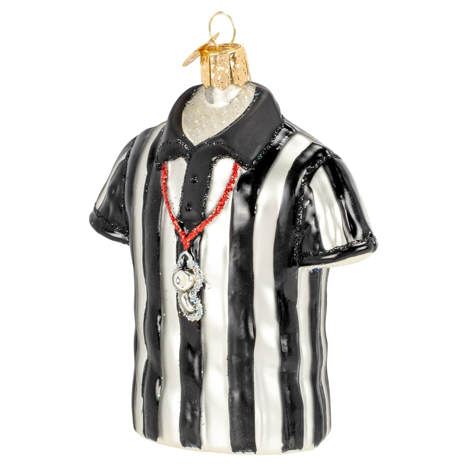 Old World Christmas Referee Shirt Glass Blown Ornament for Christmas Tree, Handcrafted Holiday Decoration, Sport Collection
