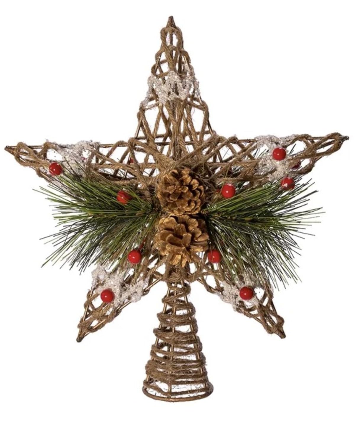 Kurt Adler 11-Inch Natural Star with Pinecones Treetop