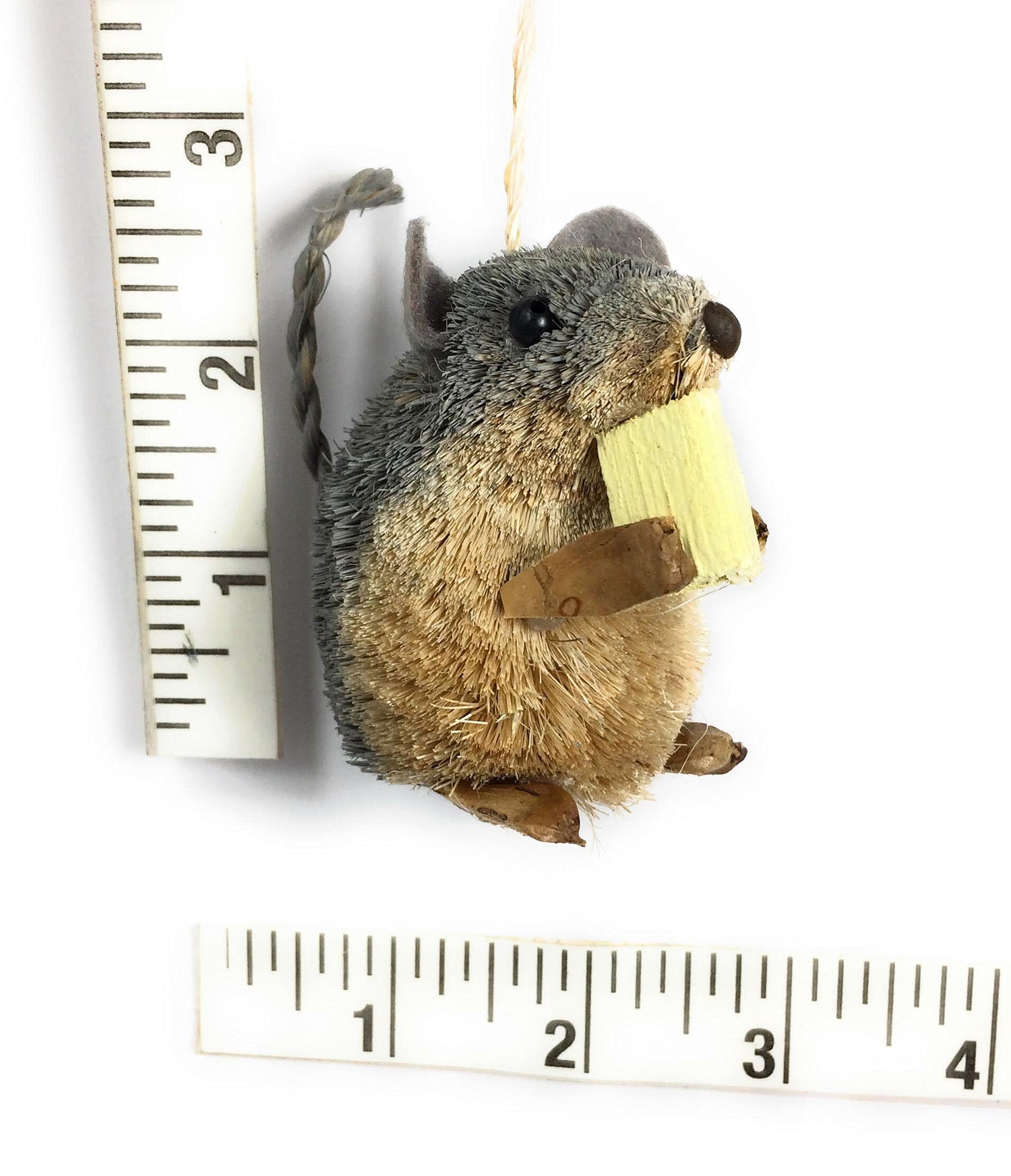 Kurt Adler 2.5-Inch Buri Sitting Mouse with Cheese Christmas Ornaments 2 Assorted