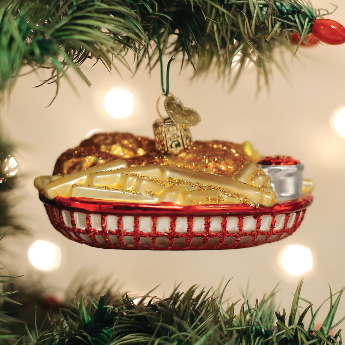 Old World Christmas Chicken Basket Glass Blown Ornament for Christmas Tree