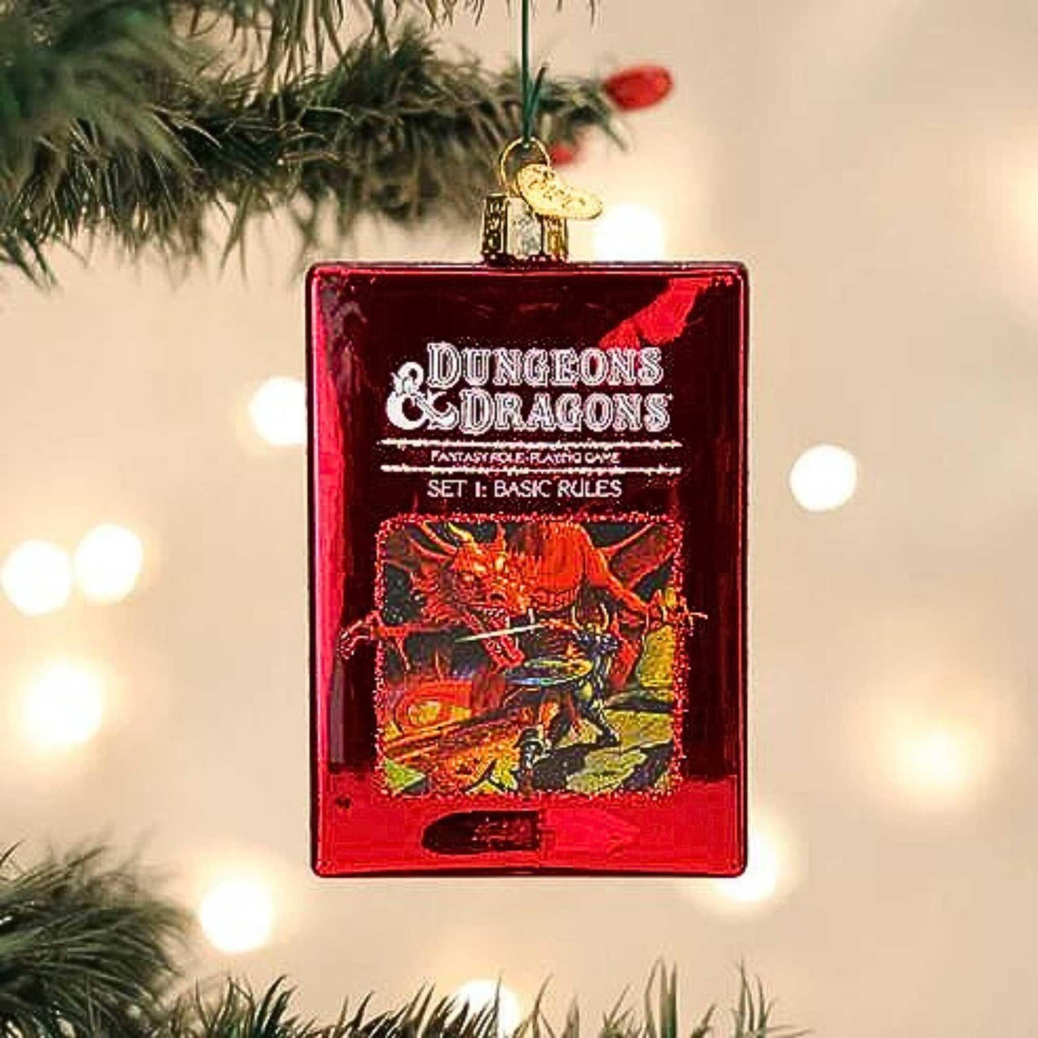 Old World Christmas Dungeons & Dragons Red Box Glass Blown Ornament for Christmas Tree, Handcrafted Holiday Decoration, D&D Collection