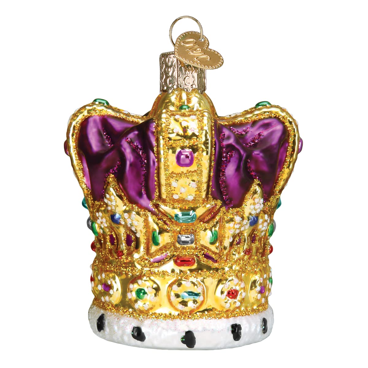 Old World Christmas King's Crown Glass Blown Ornament for Christmas Tree, Handcrafted Holiday Decoration, Royalty Collection