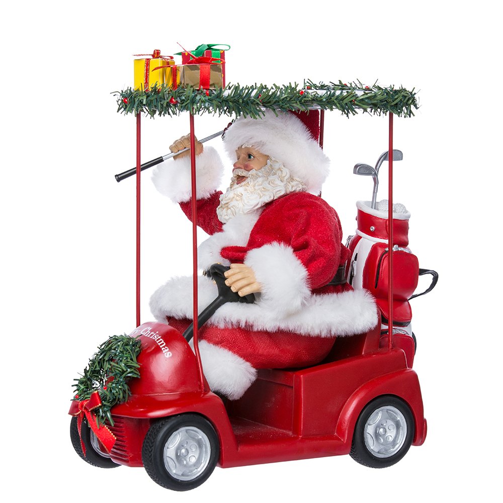 Kurt S. Adler Kurt Adler 11.25-Inch Fabrich‚ Santa Driving Golf Cart, Red