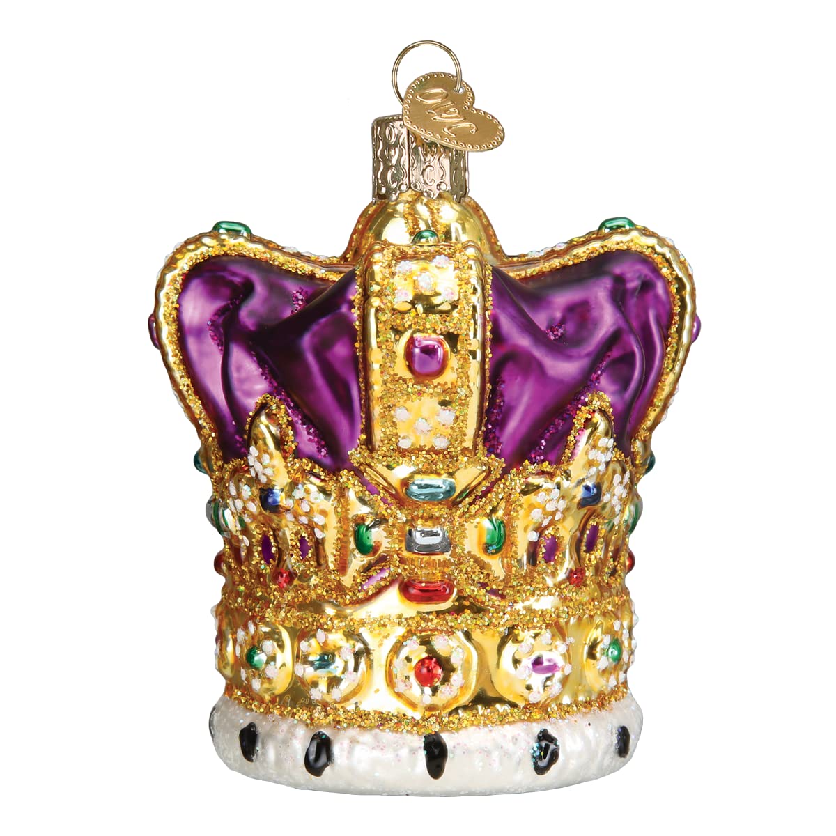 Old World Christmas King's Crown Glass Blown Ornament for Christmas Tree, Handcrafted Holiday Decoration, Royalty Collection