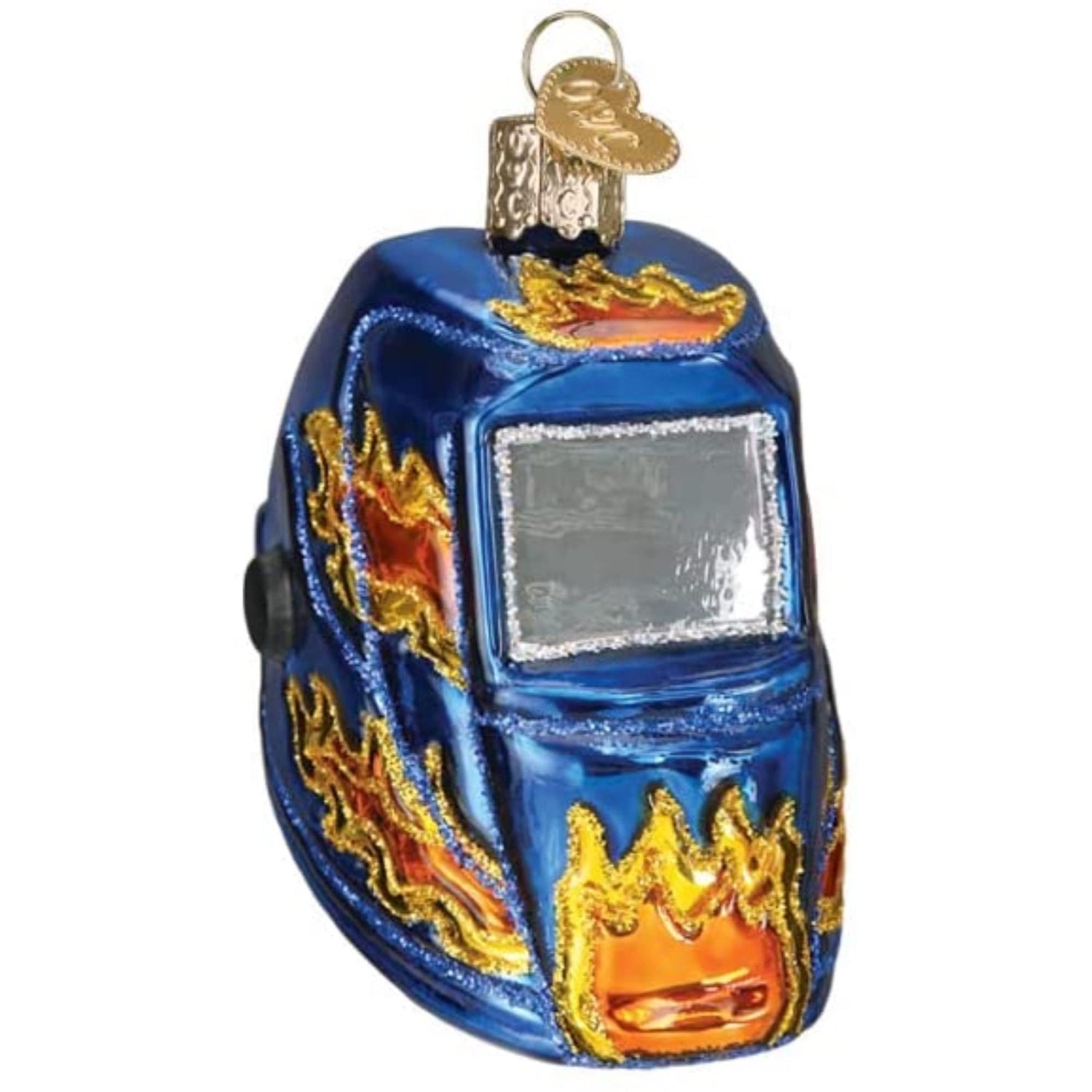 Old World Christmas Welding Helmet Glass Blown Ornament for Christmas Tree, Handcrafted Holiday Decoration