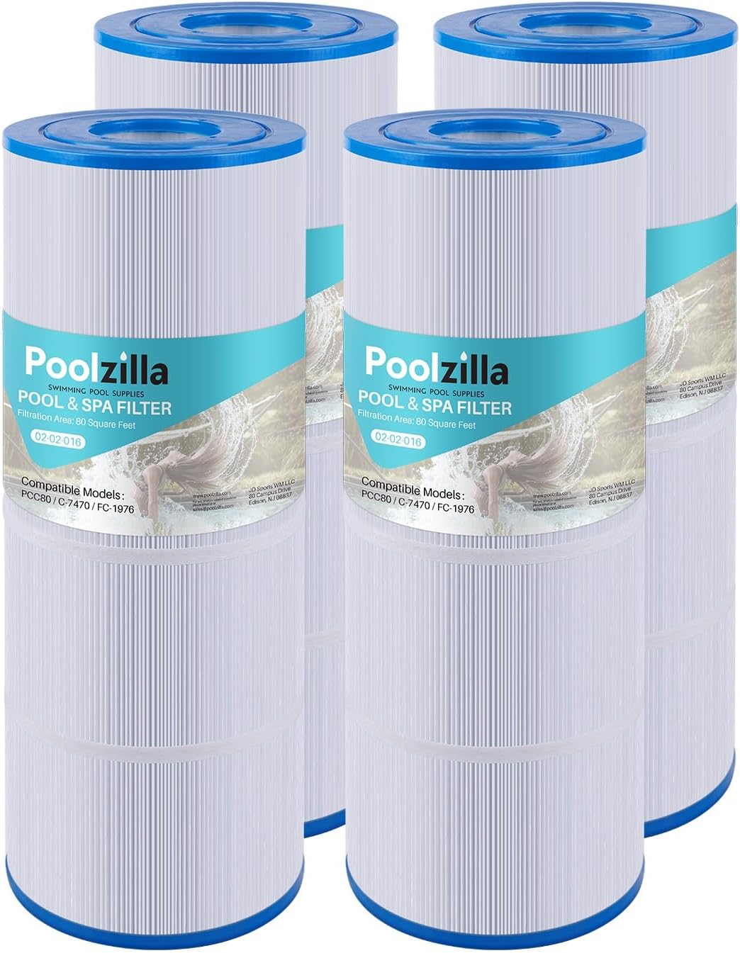 Poolzilla Pool Filter Cartridges, Compatible with PLFPCC80, CCP320, Pleatco PCC80-PAK4, Unicel C-7470, R173573, Filbur FC-1976, 178580, 817-0081, Clean & Clear Plus 320 | Premium Pool Filtration