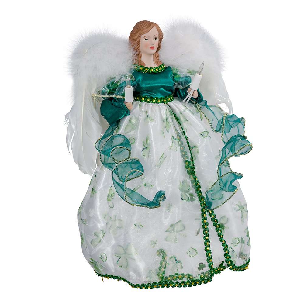Kurt Adler UL 10-Light Angel Treetop Figurine, 12-Inch, Irish Tree Topper