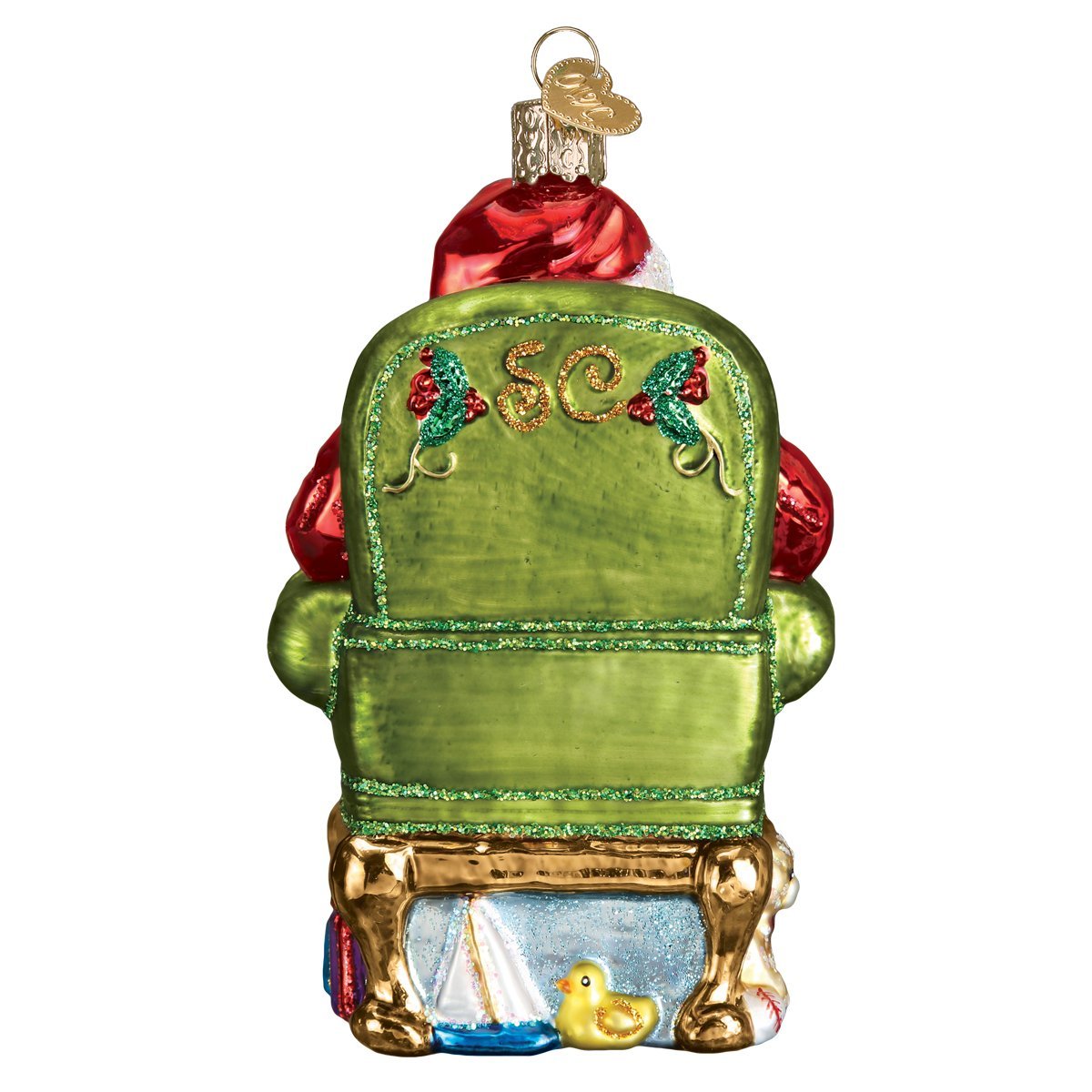 Old World Christmas Santa Checking His List Glass Blown Ornament for Christmas Tree, Handcrafted Holiday Decoration, Santa Collection