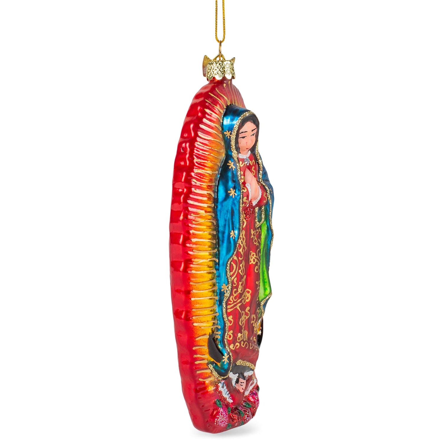 Vibrant Praying Our Lady Of Guadalupe 5.25 inch Metal Decorative Hanging Ornament,Christmas