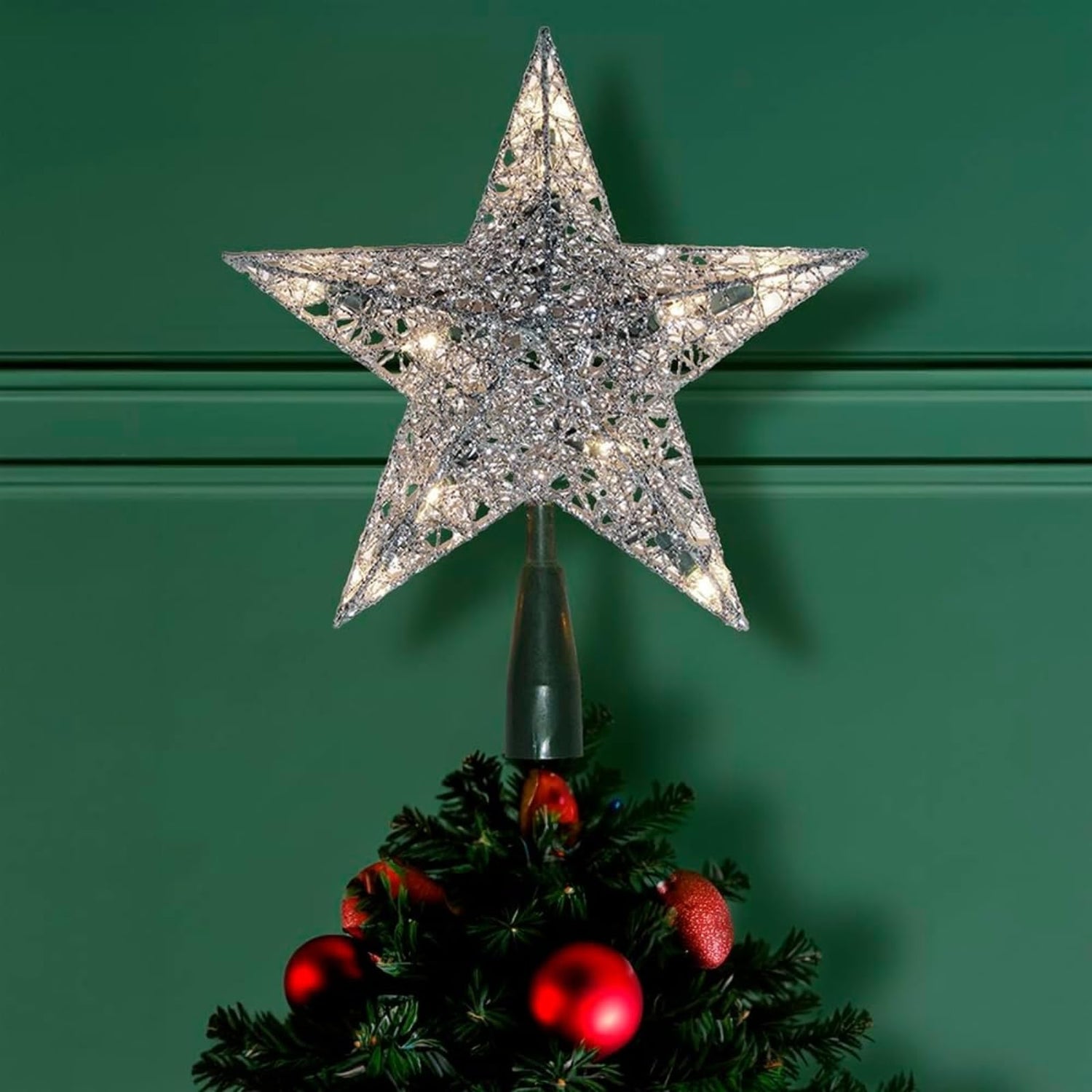 Kurt Adler UL0131S 10-Light Silver Wire Treetop, 9-Inch