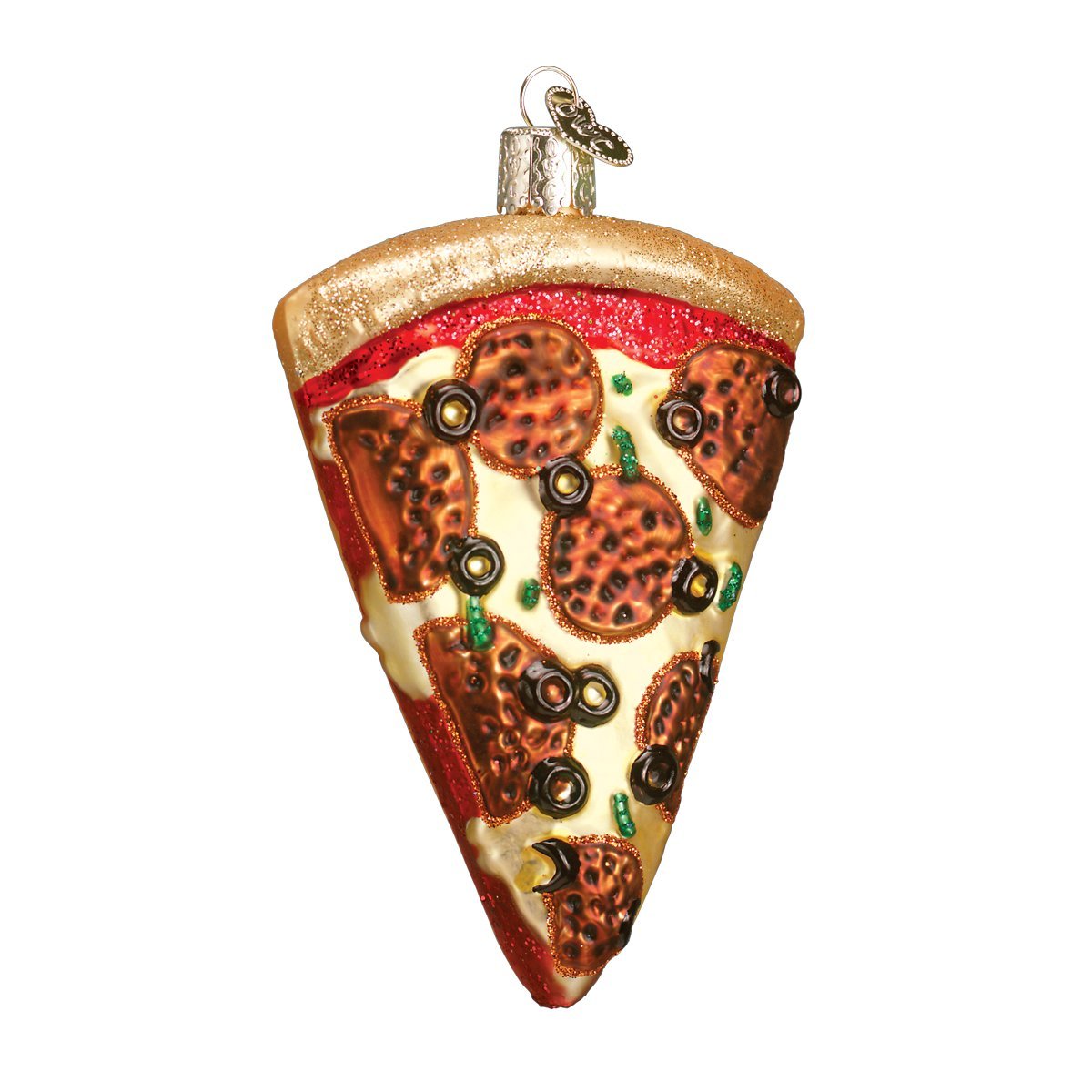 Old World Christmas Pizza Slice Glass Blown Ornament for Christmas Tree, Handcrafted Holiday Decoration, Food Collection