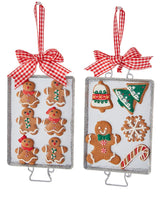 Kurt S. Adler Gingerbread Men Baked Cookies on Tray Christmas Holiday Ornaments Set of 2