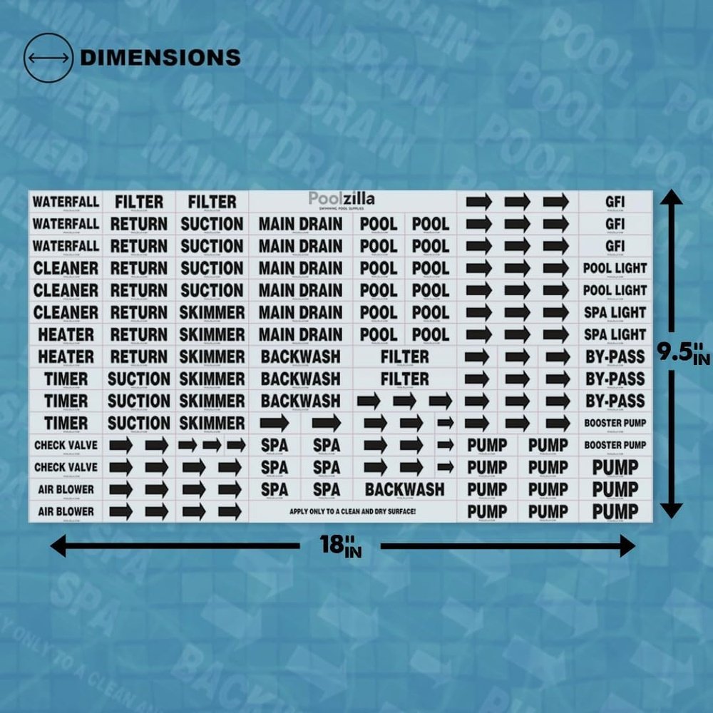 Poolzilla Premium Waterproof Sticker Labels For Pools