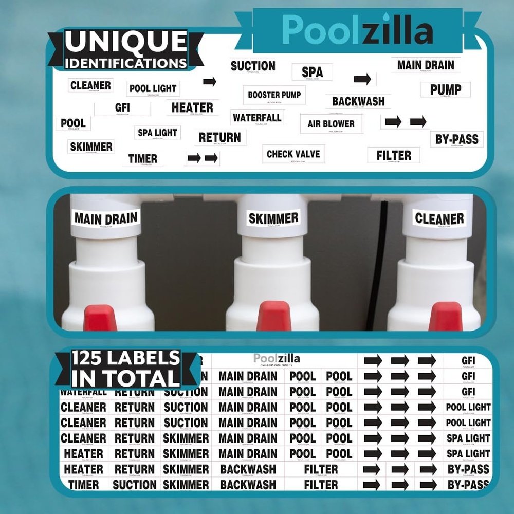 Poolzilla Premium Waterproof Sticker Labels For Pools
