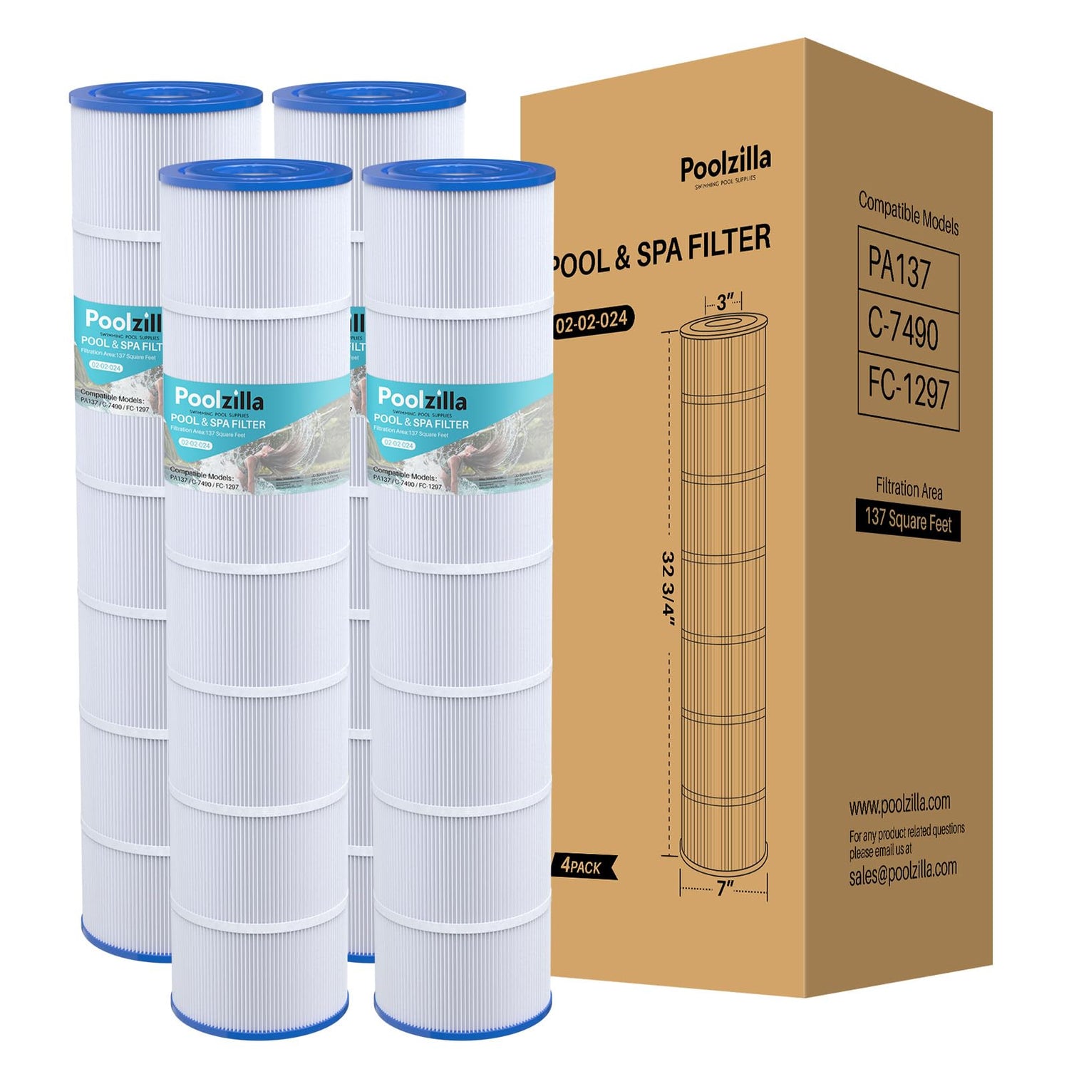 Poolzilla Replacement Pool Filter for PLF137A, Pleatco PA137, Filbur FC-1297, FC-6455, Unicel C-7490, Hayward CX 1380, C-5500, C5520