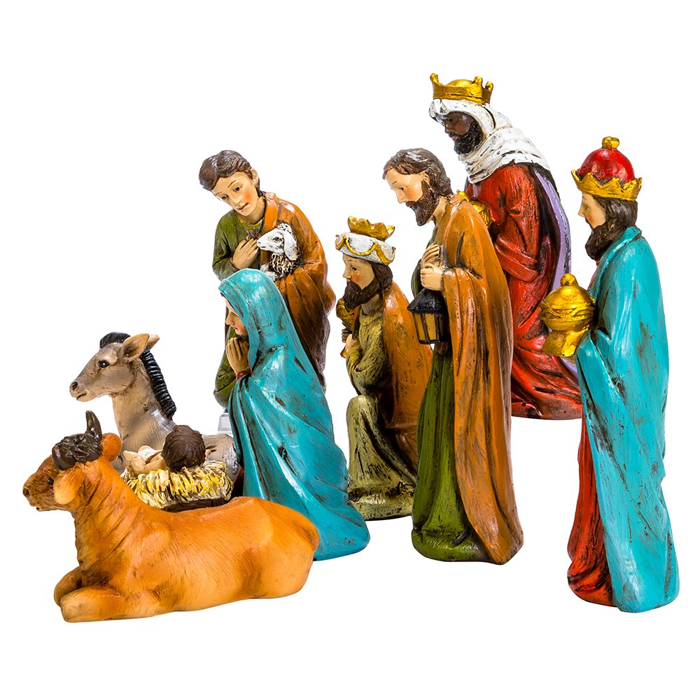 Kurt S. Adler 4 to 5-Inch Resin Table Piece Nativity, Set of 9