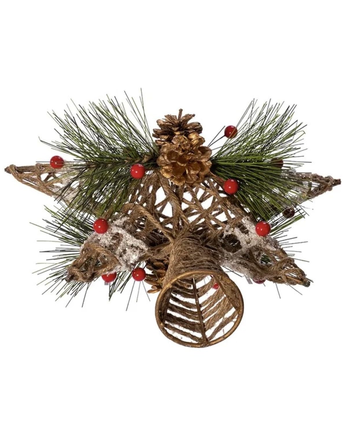 Kurt Adler 11-Inch Natural Star with Pinecones Treetop