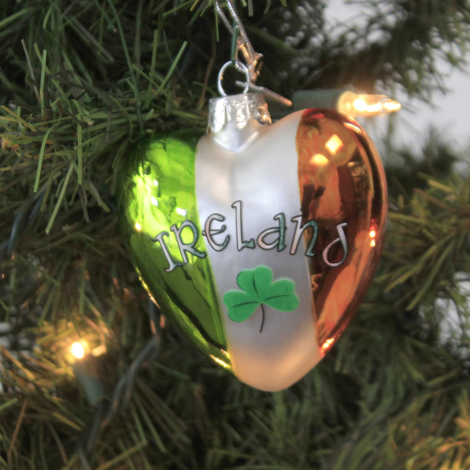 Ireland Glass Heart Ornament C7579 New
