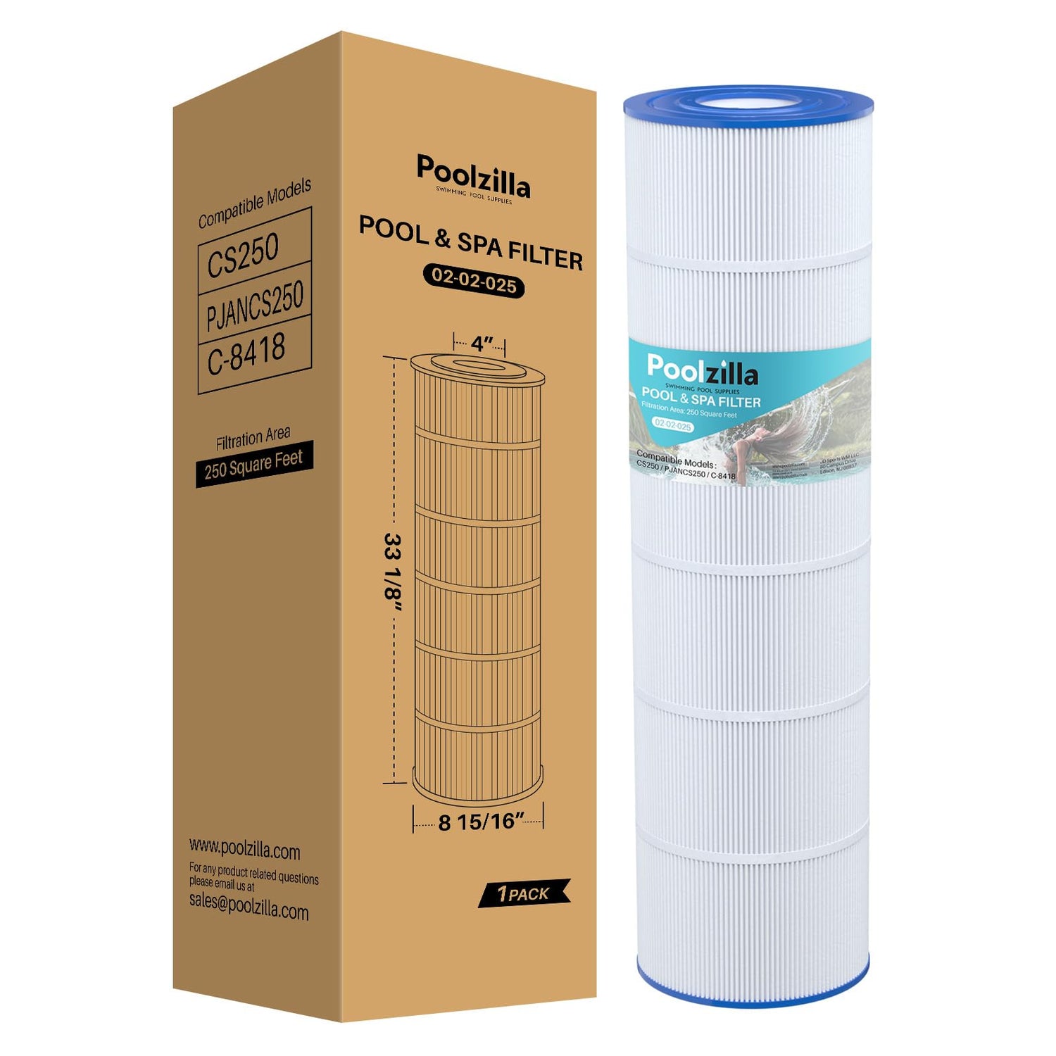 Poolzilla Replacement Pool Filter for PLFPJANCS250, Pleatco PJANCS250, Jandy CS250, R0462500, Unicel C-8425, Filbur FC-0824, Hydropool 17-175-3630
