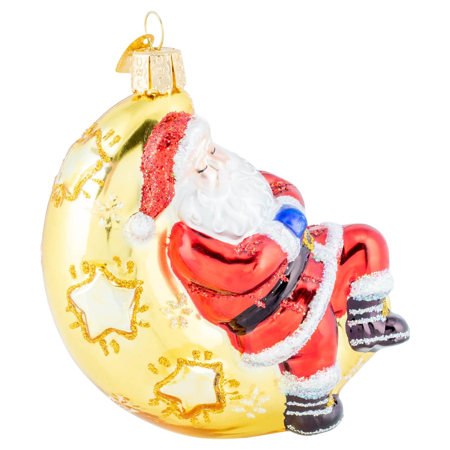 Old World Christmas Moonlight Santa Glass Blown Ornament for Christmas Tree