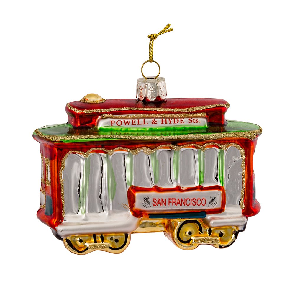 Kurt Adler Glass San Francisco Cable Car Ornament