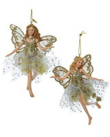 Kurt Adler Resin Platinum Fairy Ornament Pair, 5-Inch, Christmas