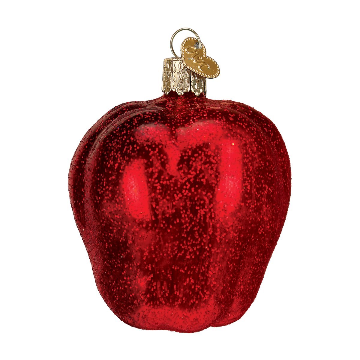 Old World Christmas Red Delicious Apple Glass Blown Ornament for Christmas Tree, Handcrafted Holiday Decoration, Fruit Collection