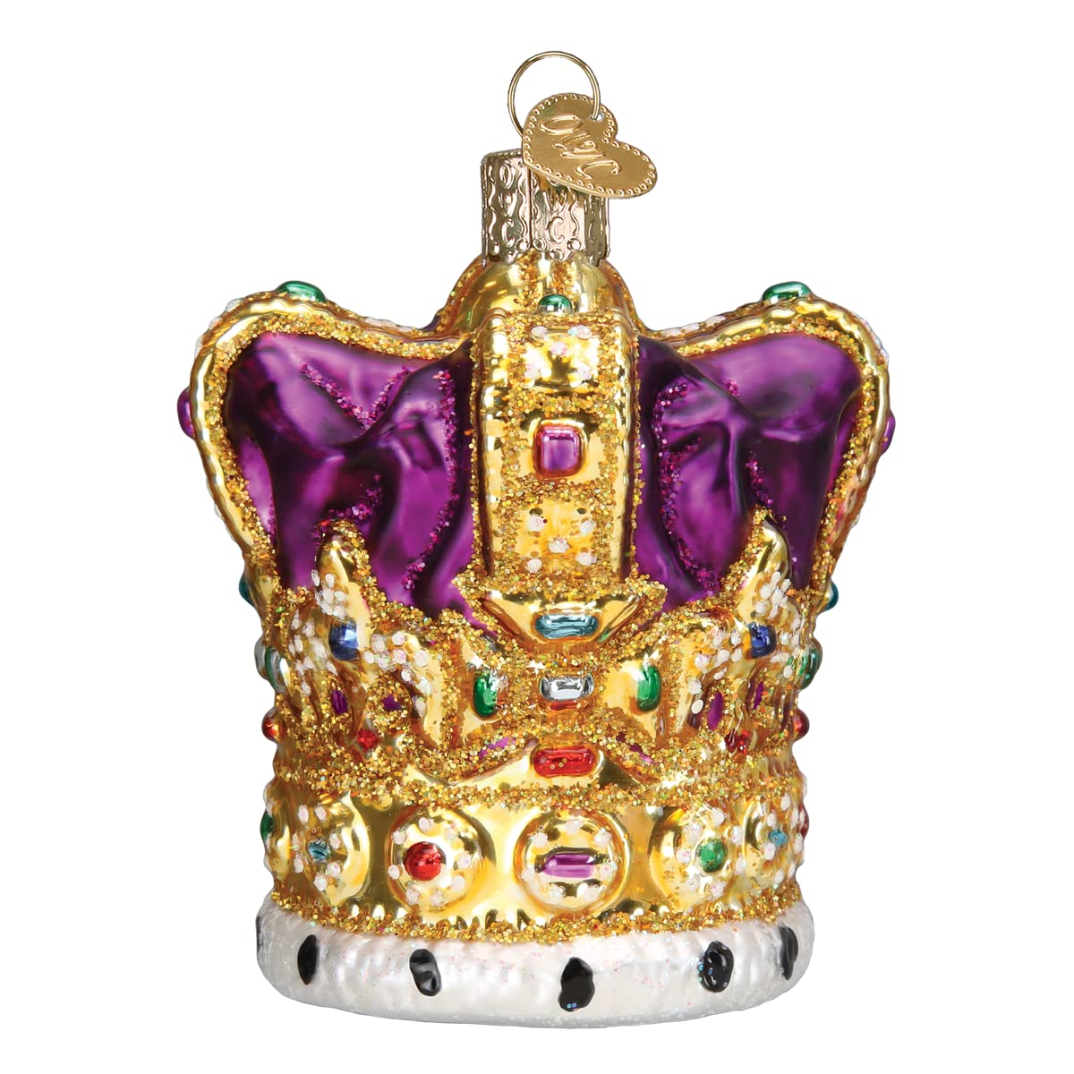 Old World Christmas King's Crown Glass Blown Ornament for Christmas Tree, Handcrafted Holiday Decoration, Royalty Collection