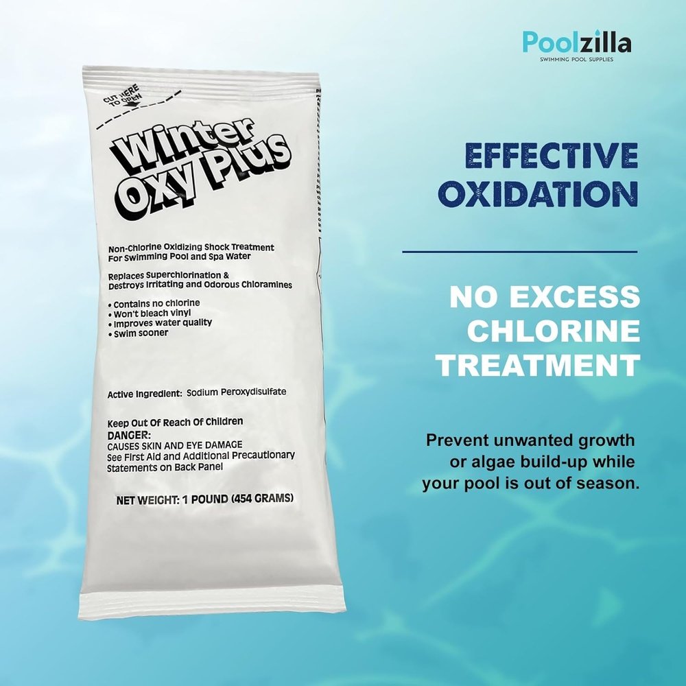 Poolzilla 12,000 Gallon Winterizing Kit, Includes 1 LB Granular Winterizer, 1 LB Sequestering for Metal Control, 1 LB Non Chlorine Shock