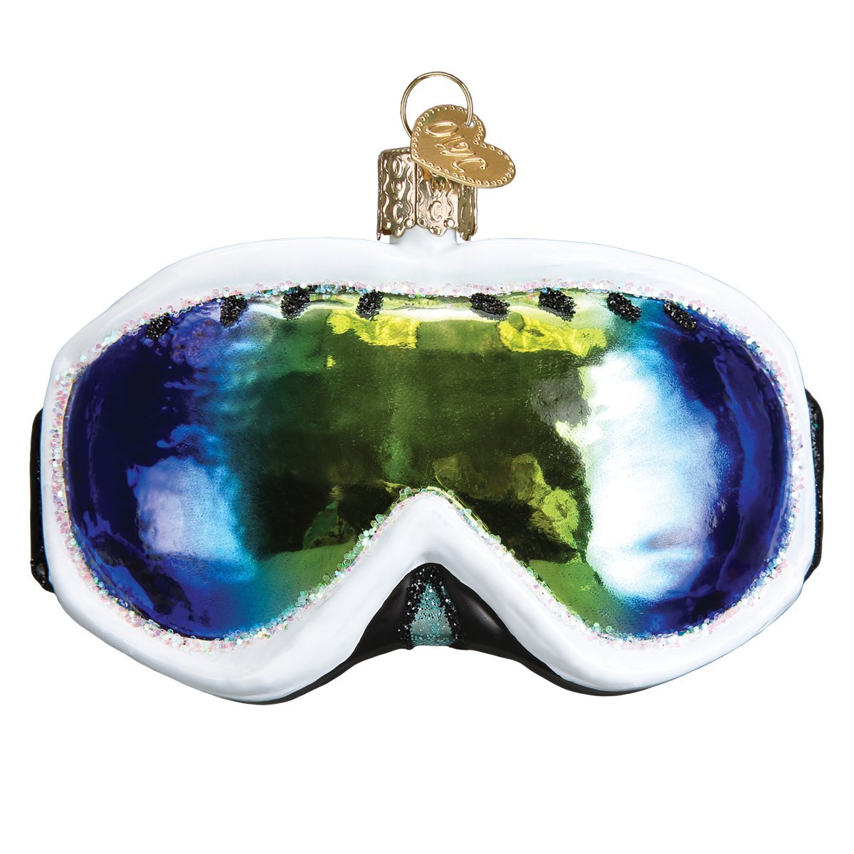 Old World Christmas Ski Goggles Glass Blown Ornament for Christmas Tree, Handcrafted Holiday Decoration, Sport Collection