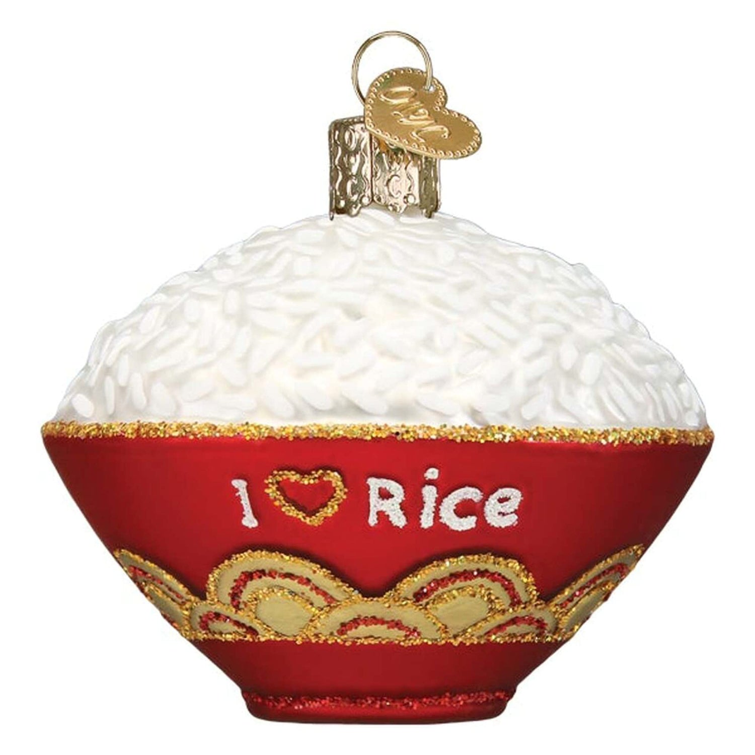 Old World Christmas Bowl of Rice Glass Blown Ornament for Christmas Tree, Handcrafted Holiday Decoration, Food Collection