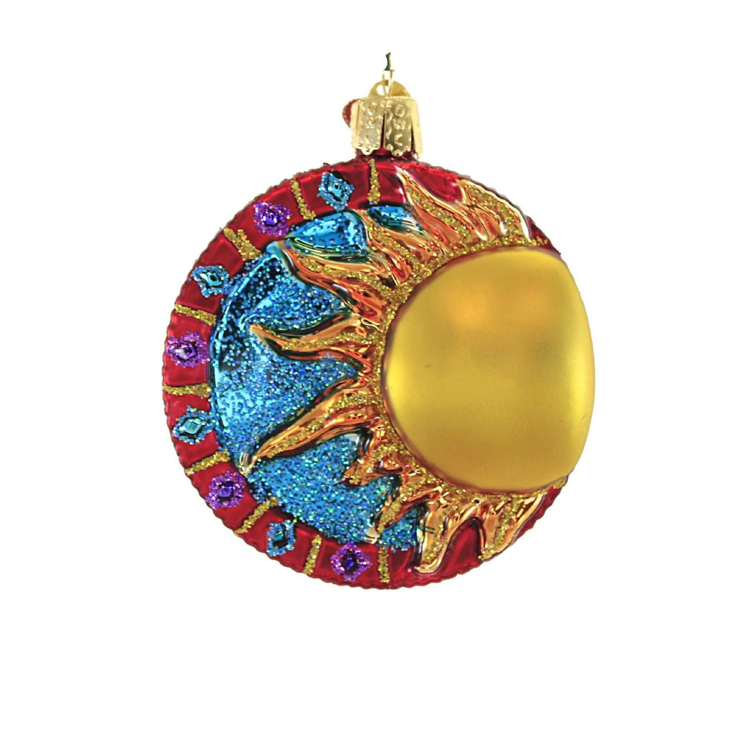 Old World Christmas Jeweled Sun Glass Blown Ornament for Christmas Tree, Handcrafted Holiday Decoration, Outer Space Collection