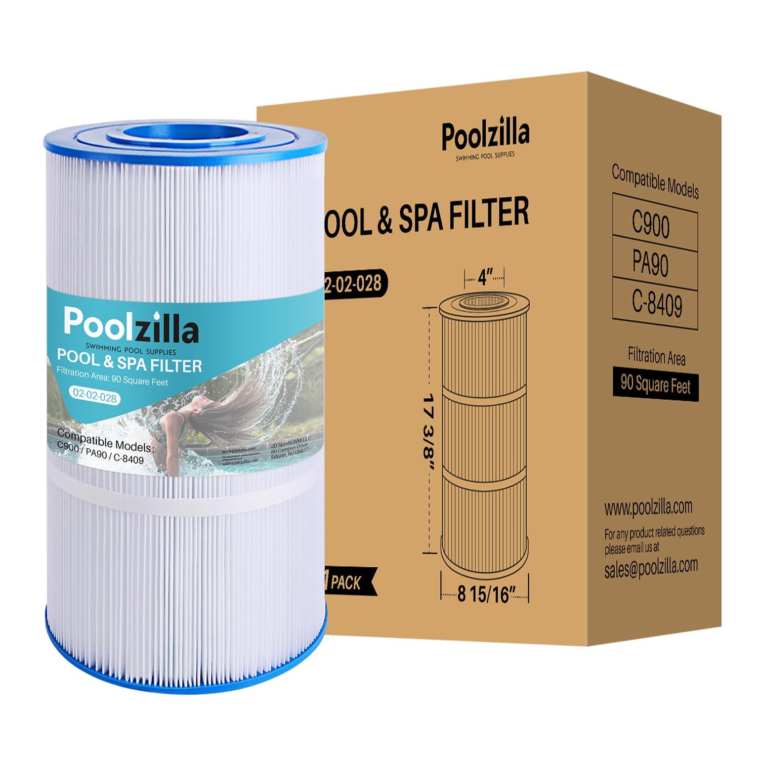 Poolzilla Replacement Pool Filter for PLF90A, Pleatco PA90, Hayward Star Clear Plus C900, Hayward CX900-RE, Unicel C-8409, Sta-Rite PXC95