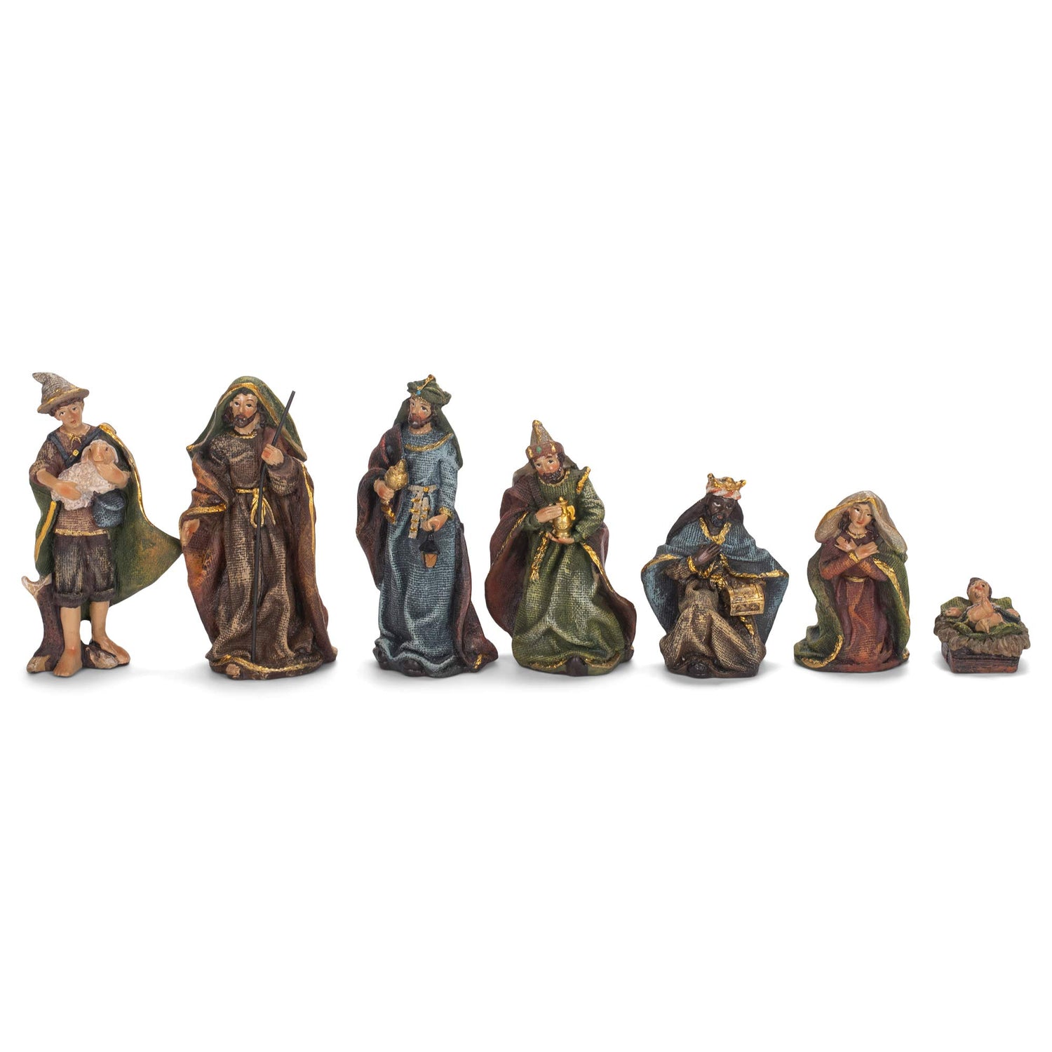 Kurt S. Adler Kurt Adler 3.5-Inch Resin, 7-Piece Nativity Set, Multi for Christmas