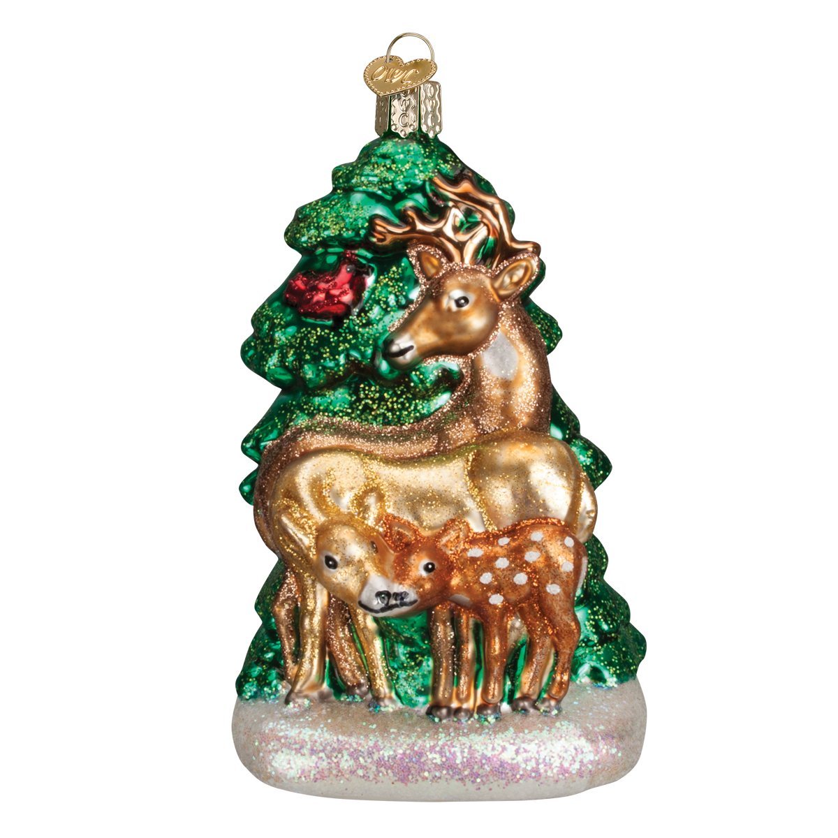 Old World Christmas Animal Collection Glass Blown Ornaments for Christmas Tree Deer Family 5 x 5 x 5 inches