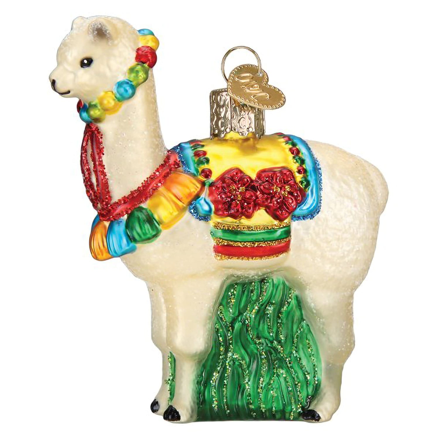 Old World Christmas Festive Alpaca Glass Blown Ornament for Christmas Tree, Handcrafted Holiday Decoration, Fiesta Collection